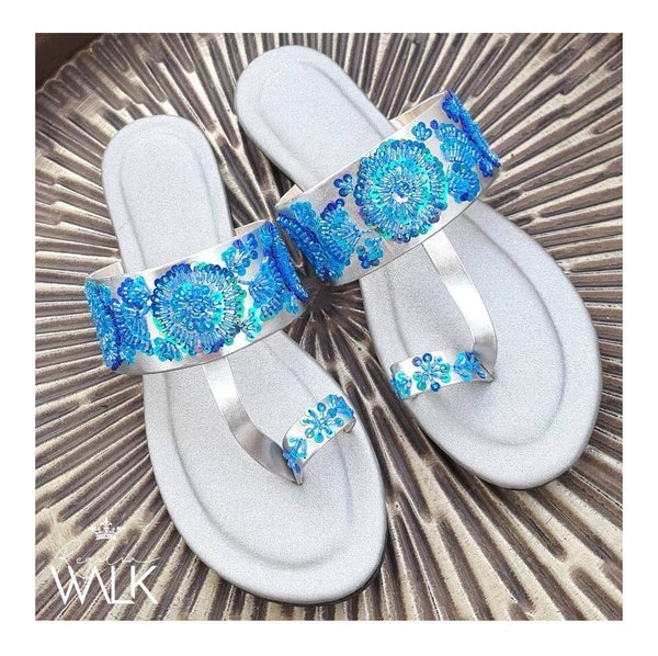 Azure peacock Sliders - F00008